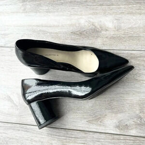 Zara Vegan Patent Leather Circle Heel Pumps